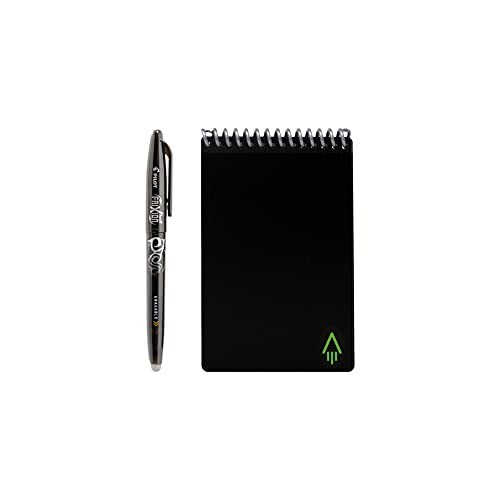 Black spiral notebook with pen