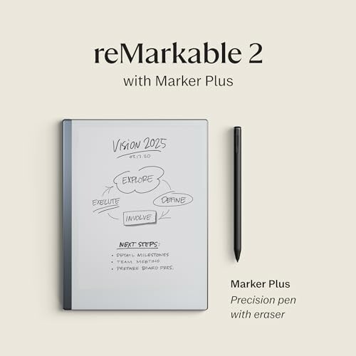 ReMarkable 2 tablet with Marker Plus pen.