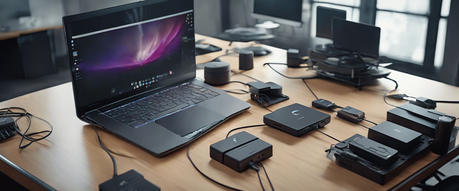 Multi-port USB hub in an office setup