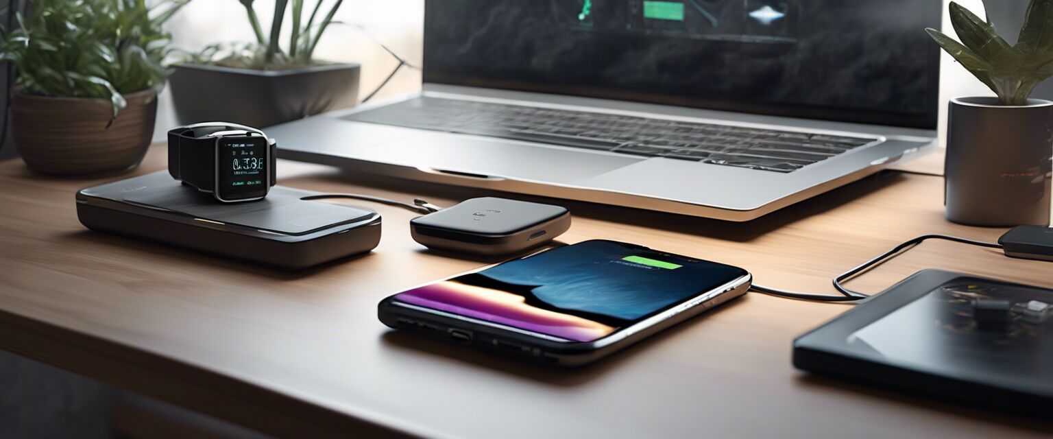 Wireless charging station in a modern workspace